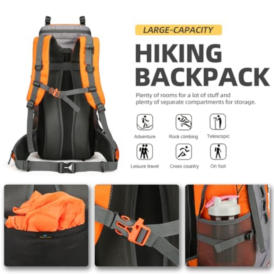60L Hiking Backpack for Men an - đánh giá và giá Rain Cover Backpack
