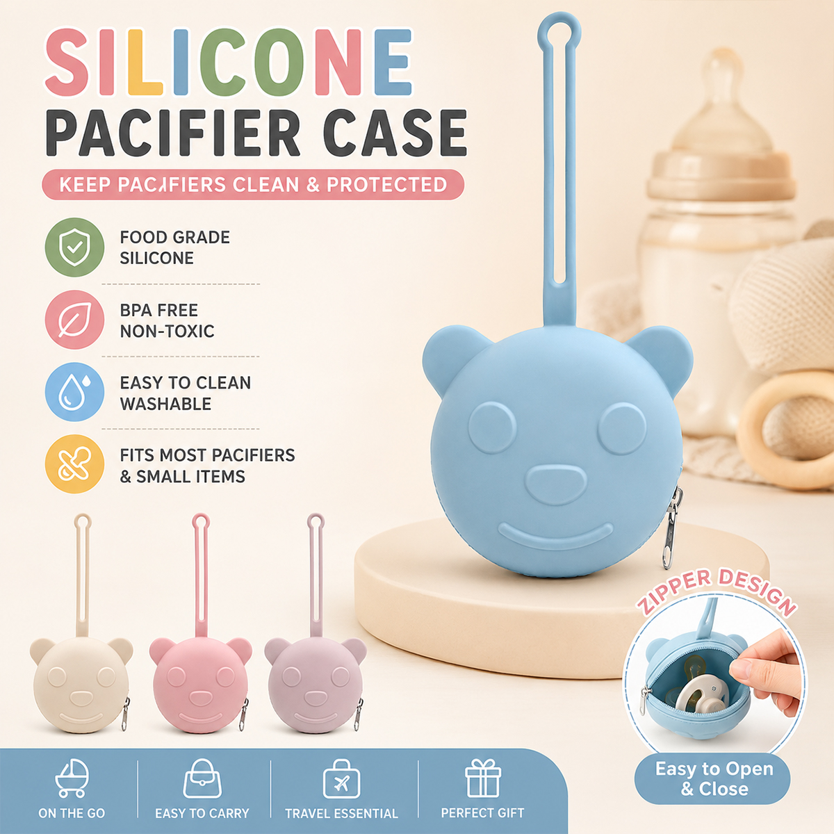 Portable silicone pacifier bag - đánh giá và giá Backpack Diaper Bag