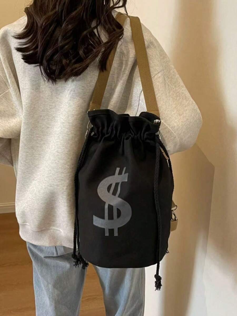 Black Canvas Drawstring Crossb - đánh giá và giá Canvas Backpack Casual