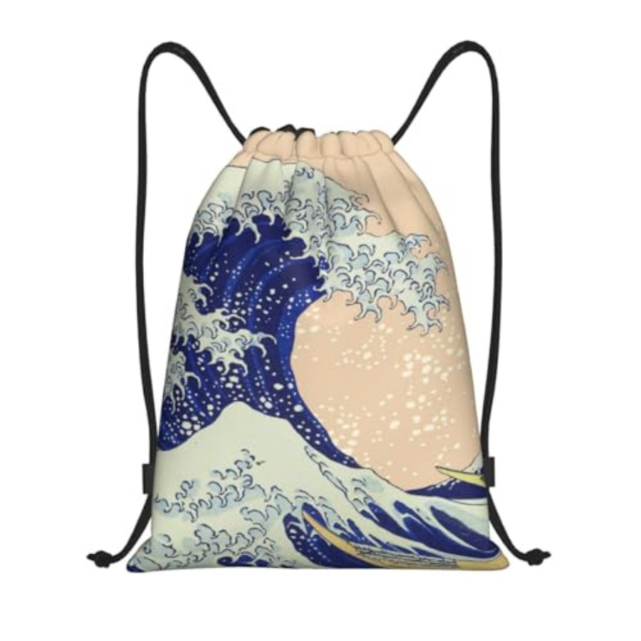 Japanese Kanagawa Ocean Great  - đánh giá và giá Drawstring Gym Bag