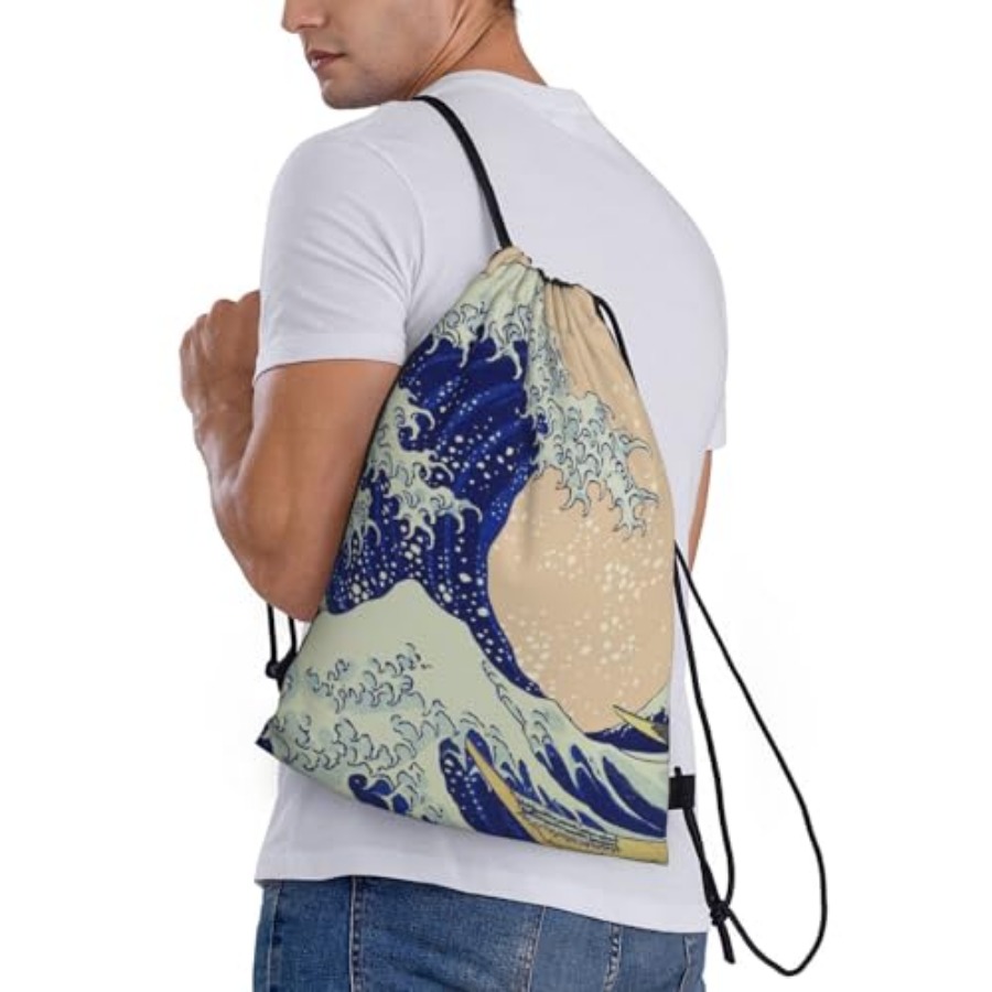 Japanese Kanagawa Ocean Great  - đánh giá và giá Drawstring Gym Bag