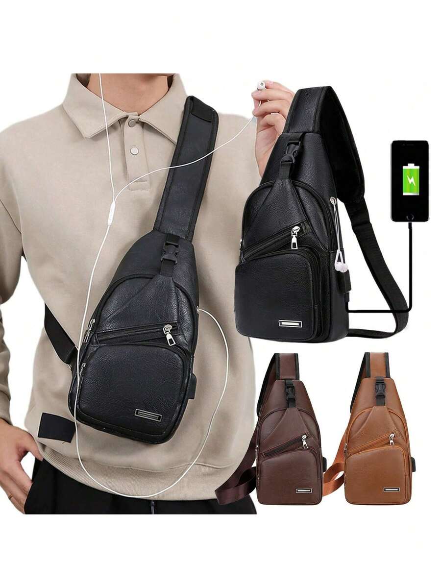 Mens PU Leather Sling Bag With - đánh giá và giá Sling Backpack Shoulder