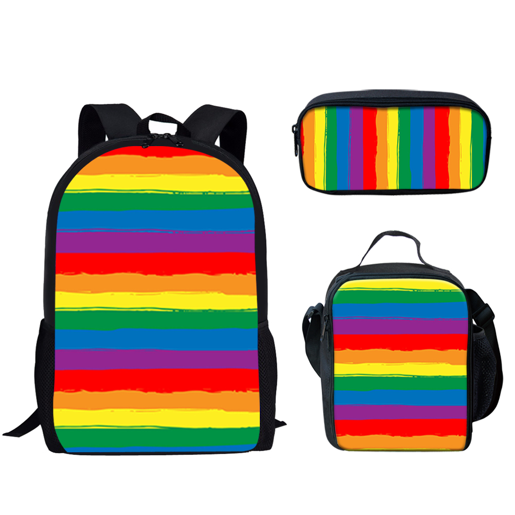 Rainbow Pride Stripes Print 3S - đánh giá và giá School Backpack Teen
