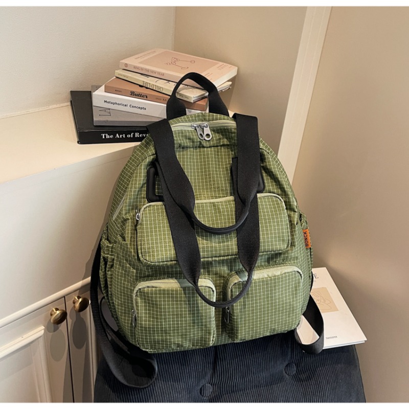 Multi-pocket Checkered Youth B - đánh giá và giá Canvas Backpack Casual