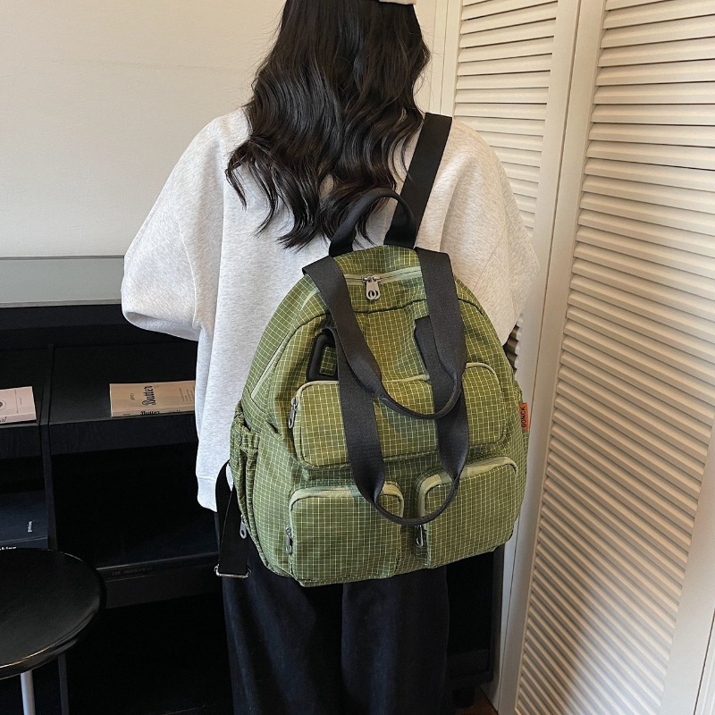 Multi-pocket Checkered Youth B - đánh giá và giá Canvas Backpack Casual