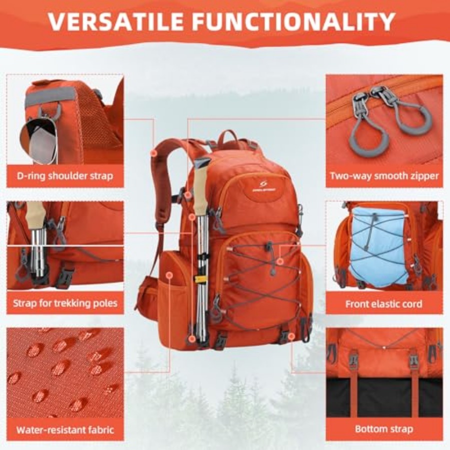 Hiking Backpack, 40L Waterproo - đánh giá và giá Rain Cover Backpack