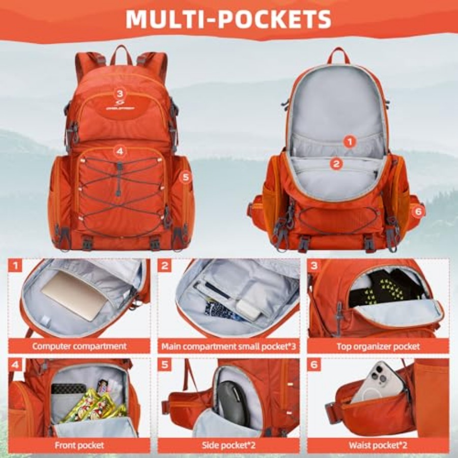 Hiking Backpack, 40L Waterproo - đánh giá và giá Rain Cover Backpack