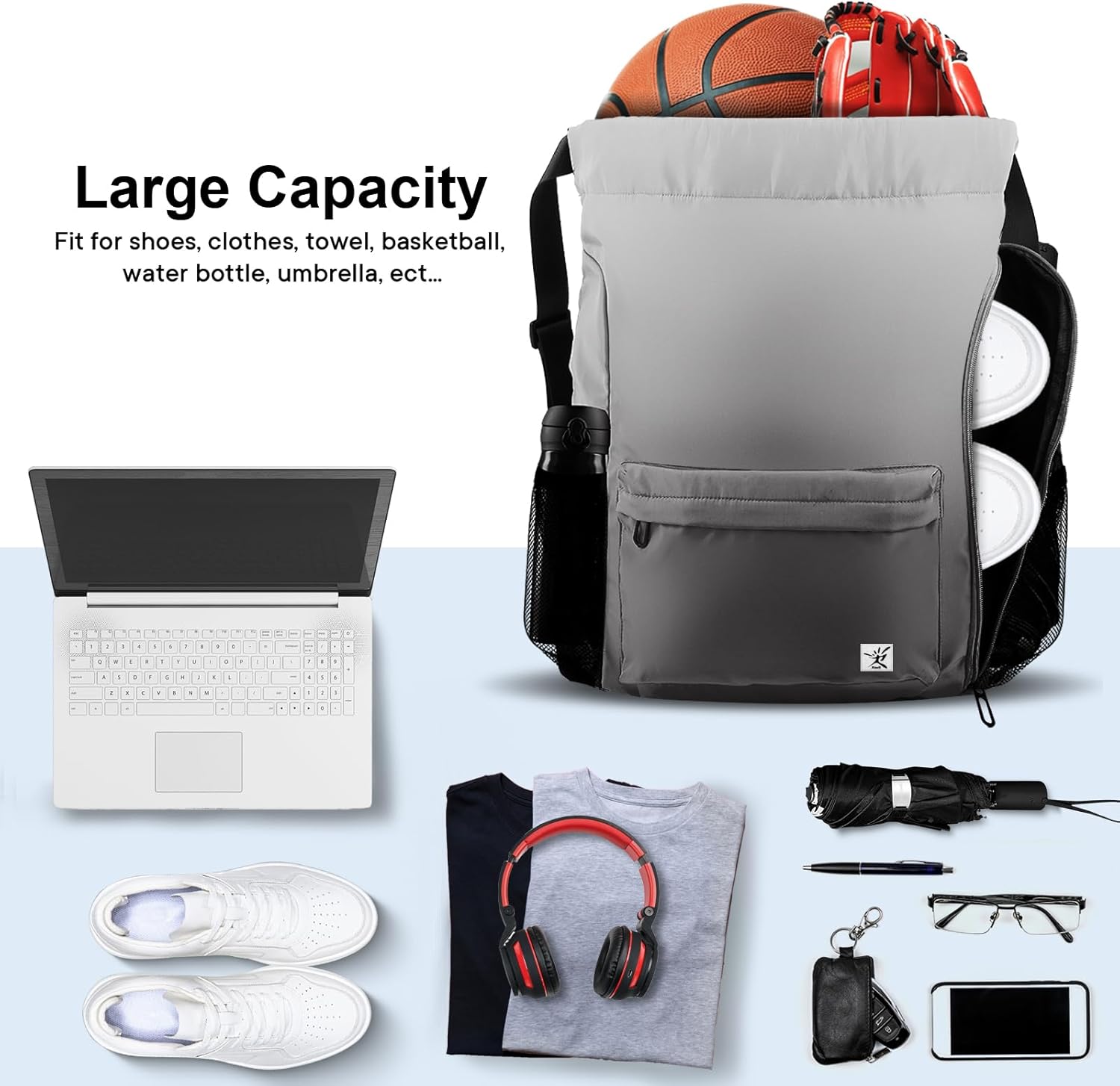Drawstring Backpack with Mesh  - đánh giá và giá Drawstring Gym Bag