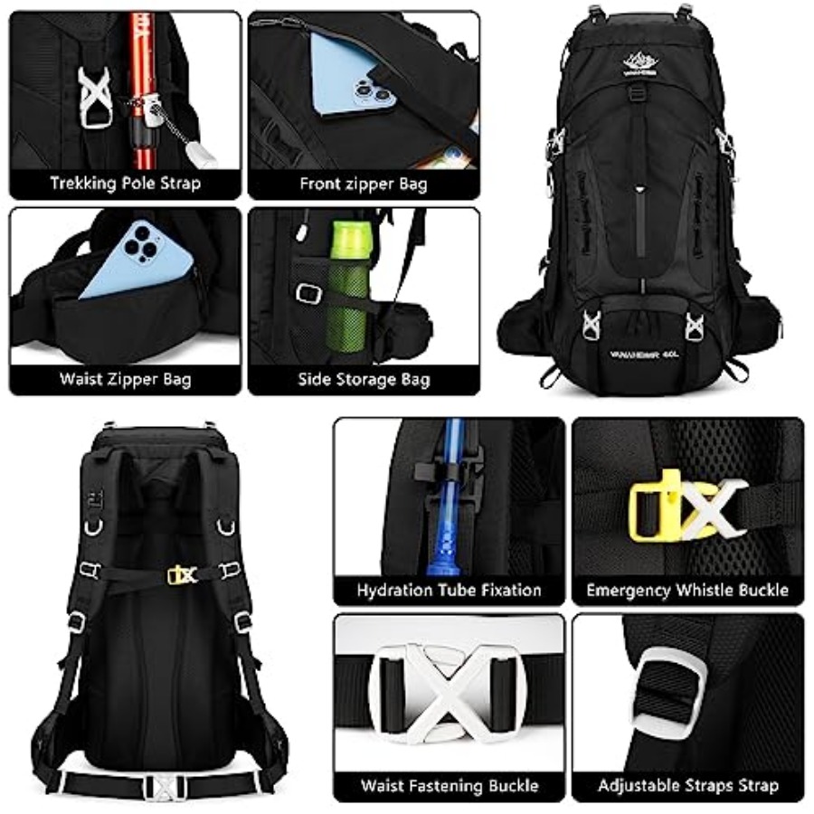 50L Hiking Backpack Men Campin - đánh giá và giá Rain Cover Backpack