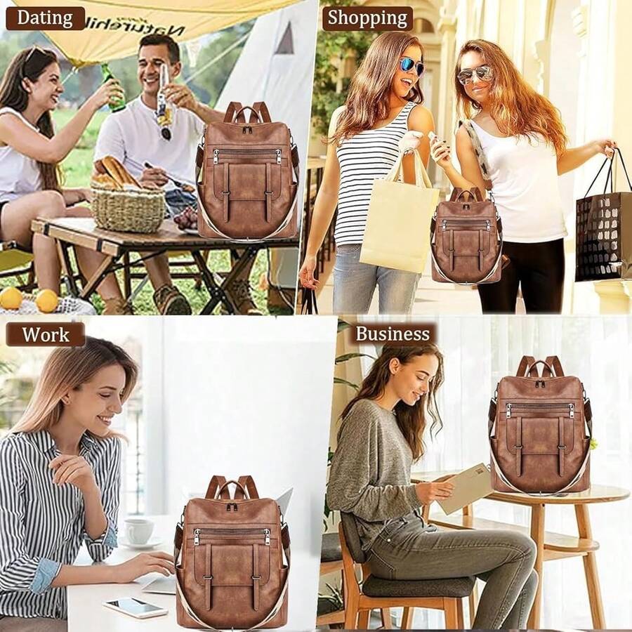 Women Fashion Vintage Brown PU - đánh giá và giá Fashion Backpack Women