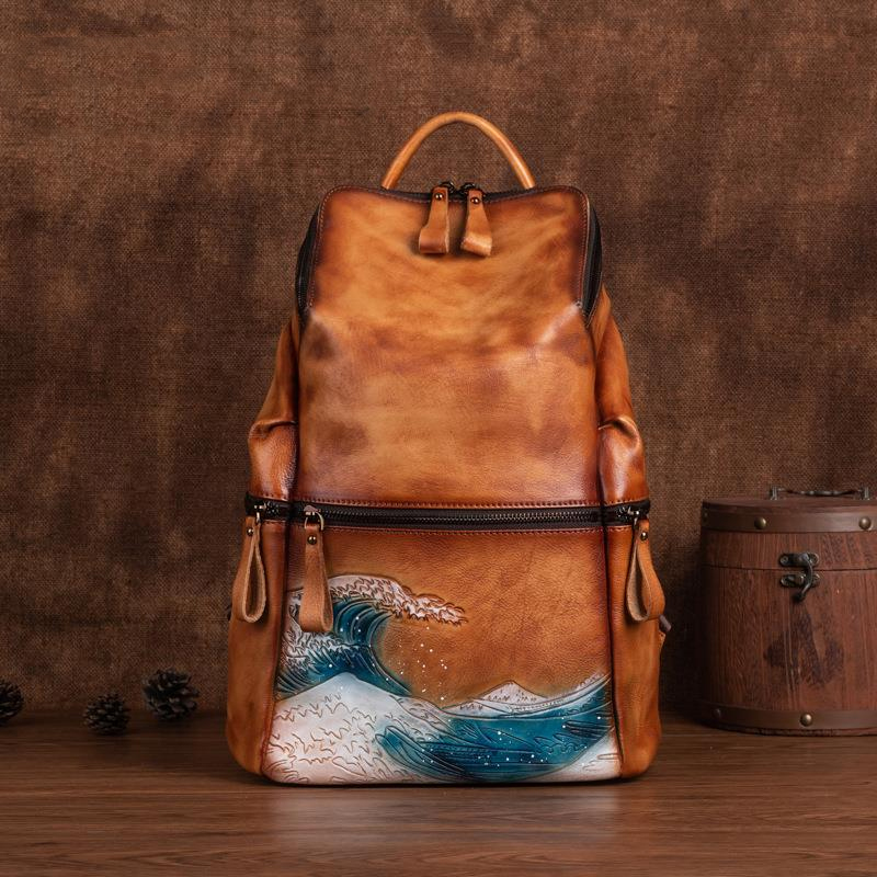 Genuine Real Soft Leather Wome - đánh giá và giá Leather Backpack Vintage