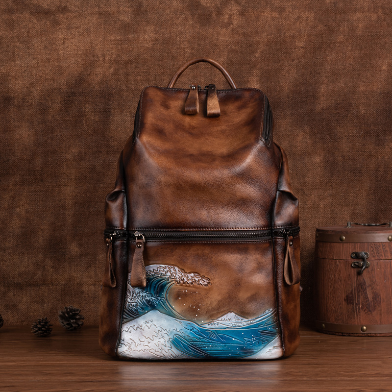 Genuine Real Soft Leather Wome - đánh giá và giá Leather Backpack Vintage