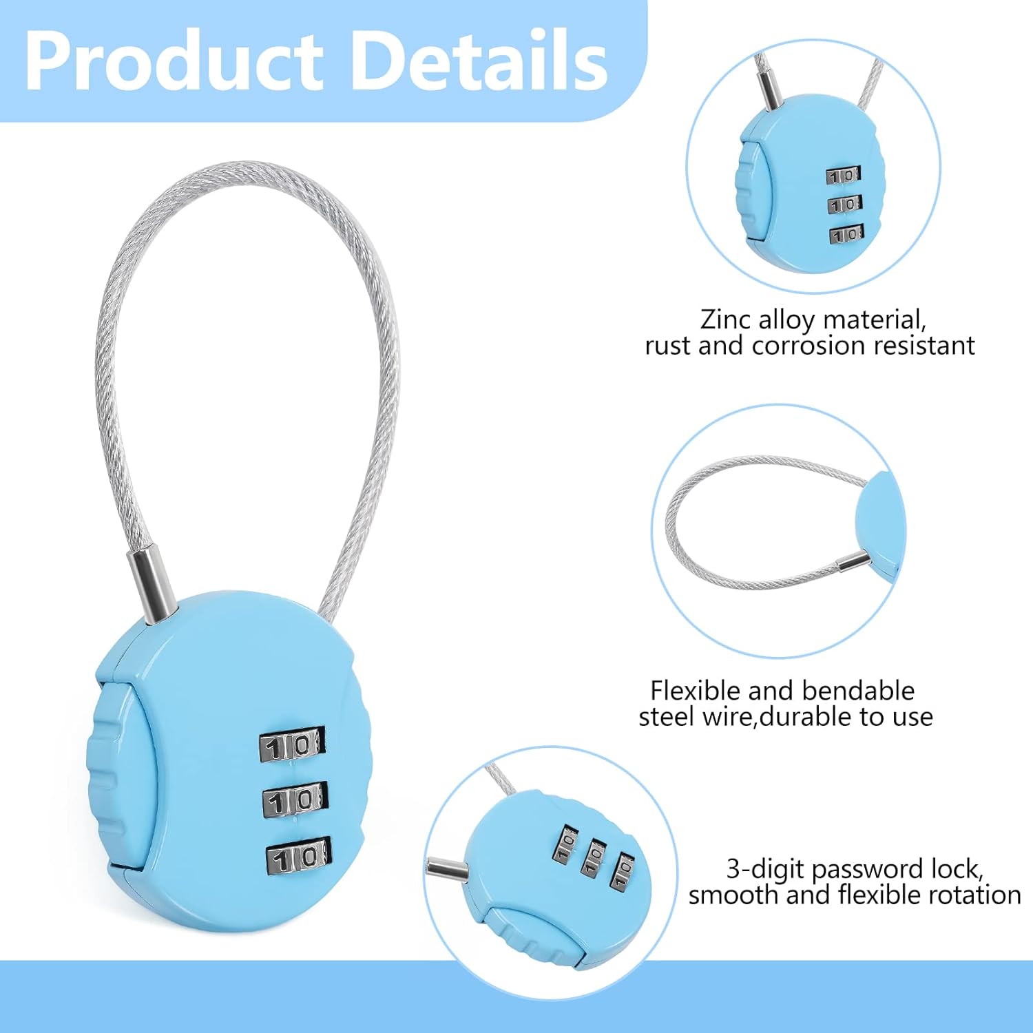 8 Pack Combination Wire Lock 3 - đánh giá và giá Backpack Lock Combo