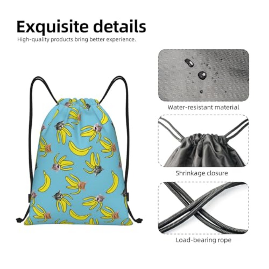 Funny Cat Banana Bananas Draws - đánh giá và giá Drawstring Gym Bag
